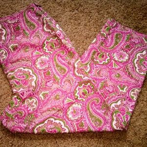 Talbots Pink Paisley Cropped Pants
